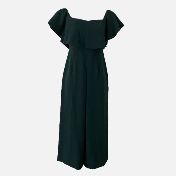 H & M Off the Shoulder Ruffle Cropped Wide Leg Jumpsuit Size 4 NWT - Picture 1 of 8